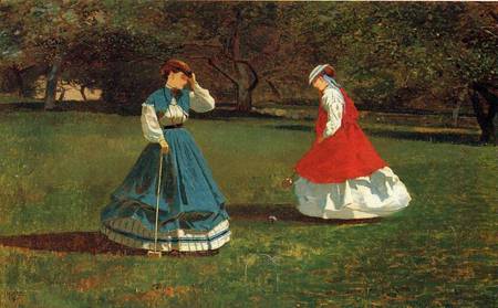 (image for) Handmade oil painting Copy paintings of famous artists Winslow Homers Paintings A Game of Croquet 1866 - Click Image to Close